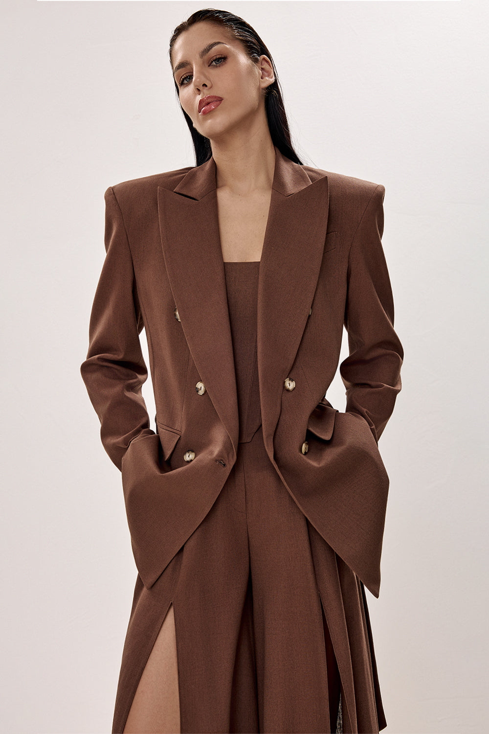 Linen Blazer with Defined Waist