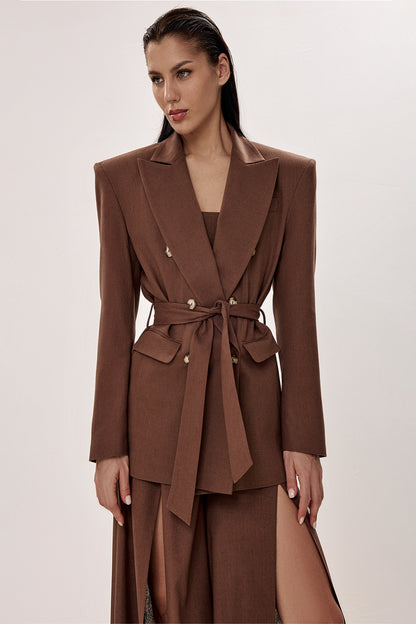 Linen Blazer with Defined Waist