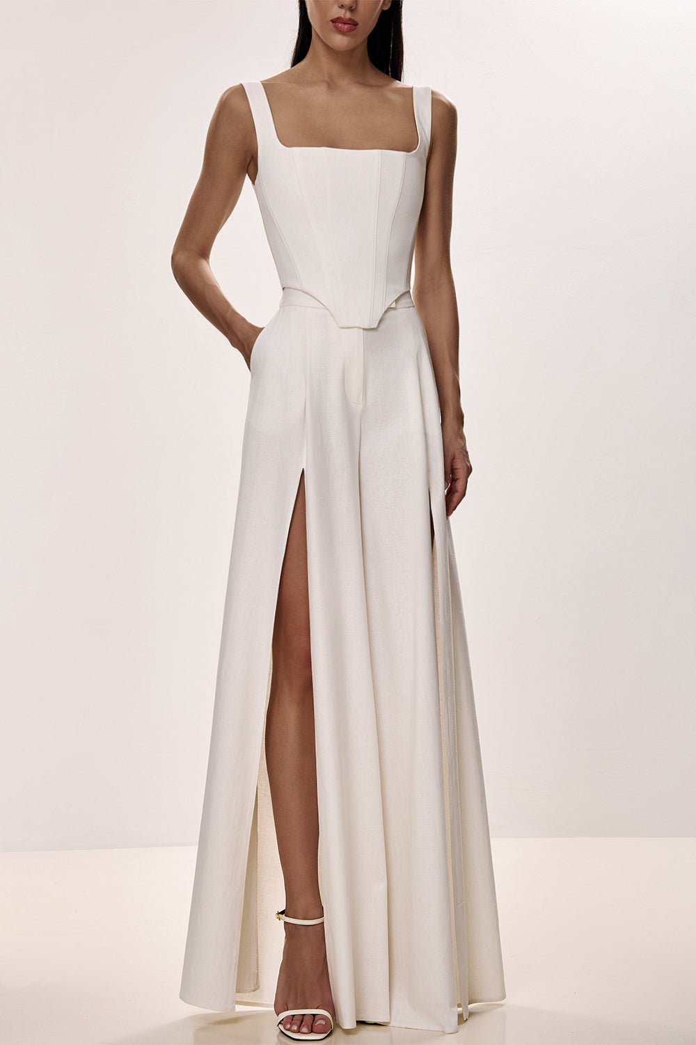 Linen Trousers with Side Slits