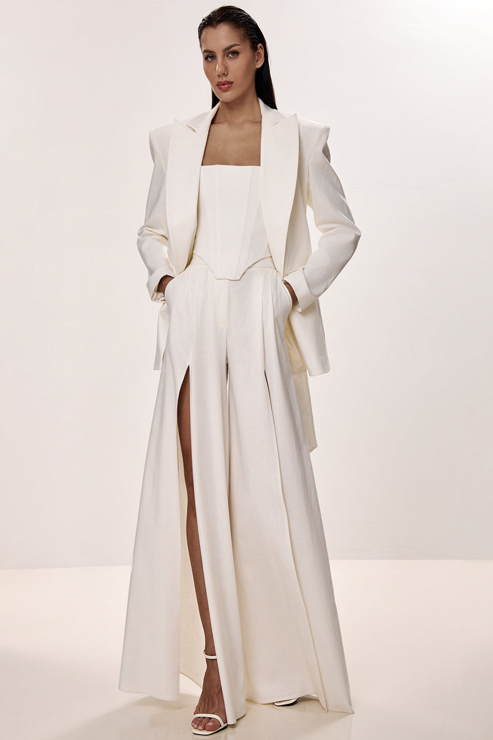 Linen Blazer with Defined Waist