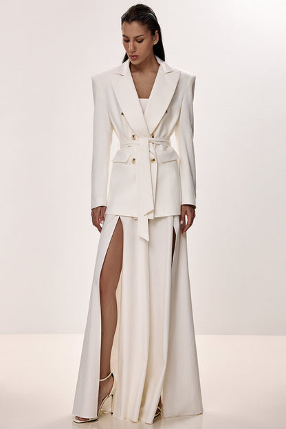 Linen Blazer with Defined Waist