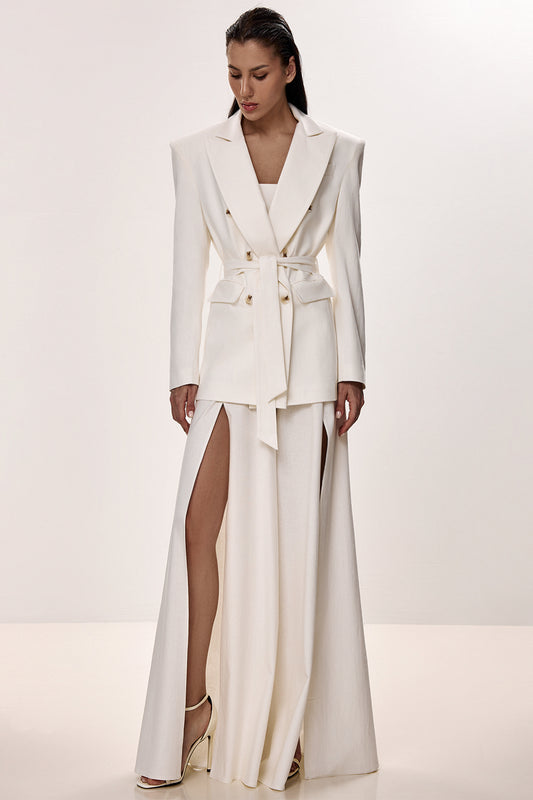 Linen Blazer with Defined Waist