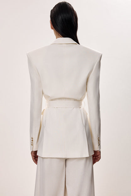Linen Blazer with Defined Waist