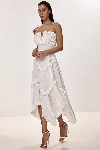 Midi Dress with Asymmetric Skirt