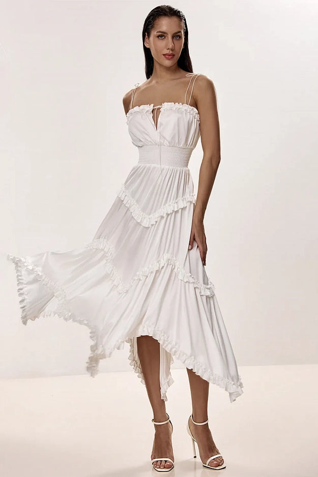 Midi Dress with Asymmetric Skirt