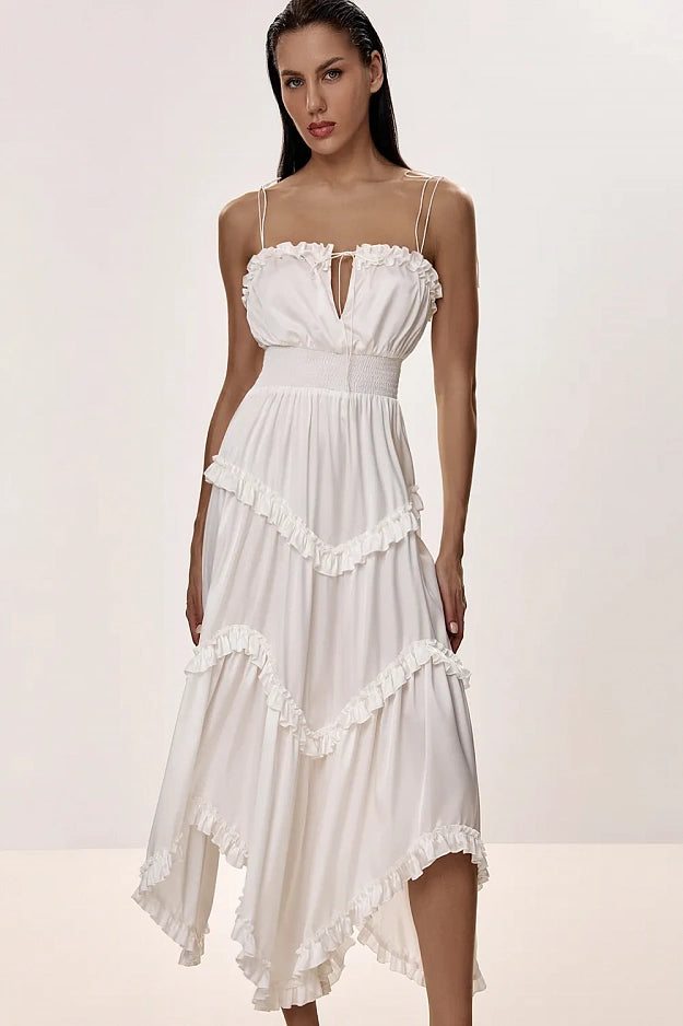 Midi Dress with Asymmetric Skirt