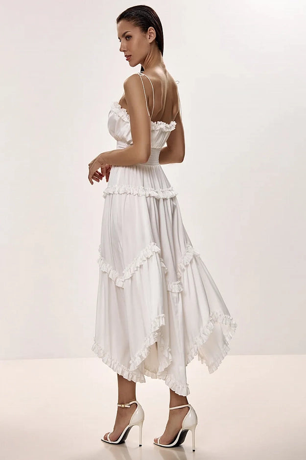 Midi Dress with Asymmetric Skirt