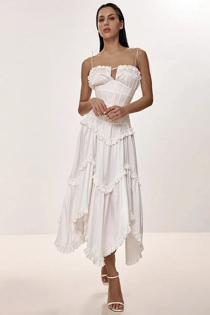 Midi Dress with Asymmetric Skirt