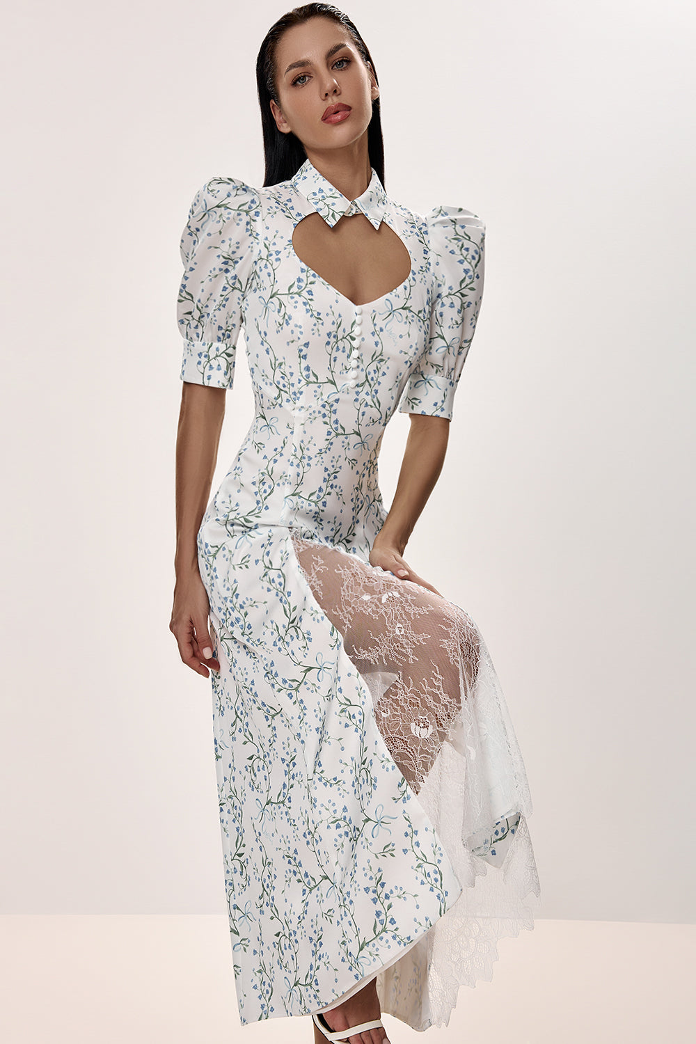 Midi Dress with Structured Bodice