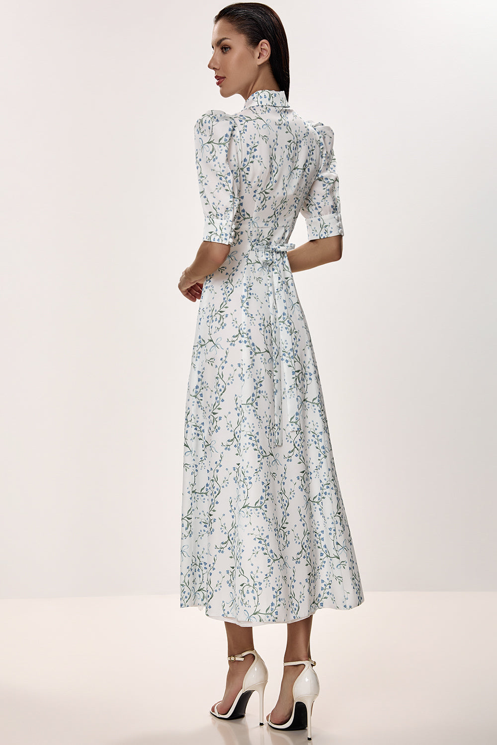 Midi Dress with Structured Bodice