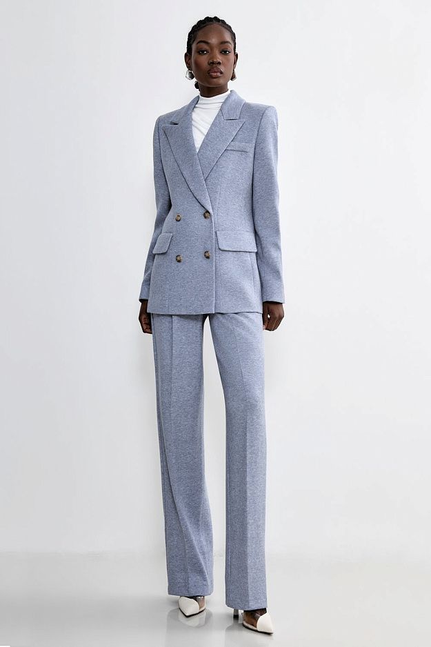 Double-Breasted Knit Blazer