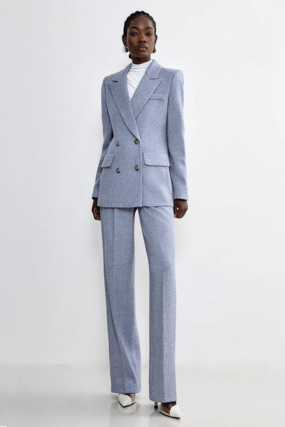 Double-Breasted Knit Blazer