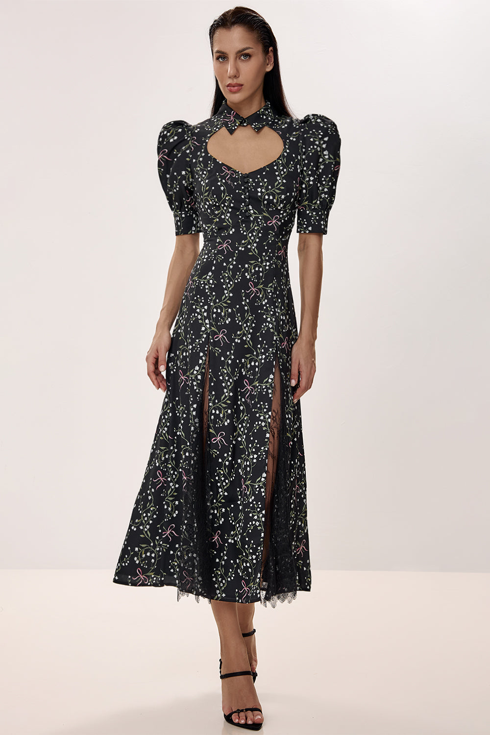 Midi Dress with Structured Bodice
