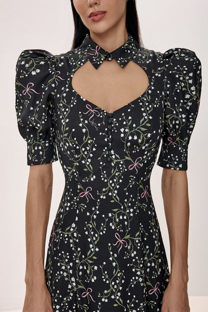 Midi Dress with Structured Bodice