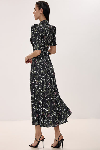 Midi Dress with Structured Bodice