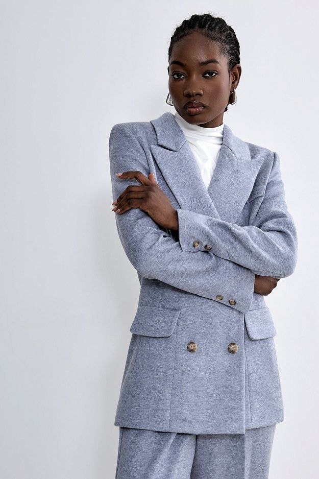 Double-Breasted Knit Blazer