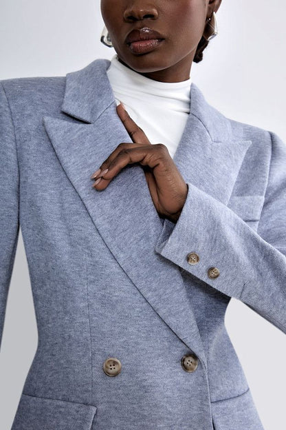 Double-Breasted Knit Blazer