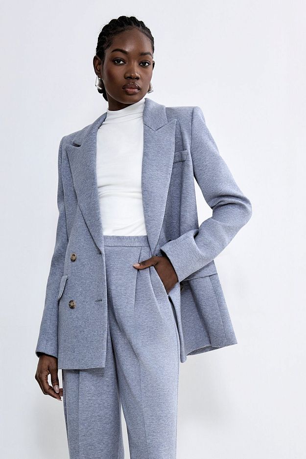 Double-Breasted Knit Blazer