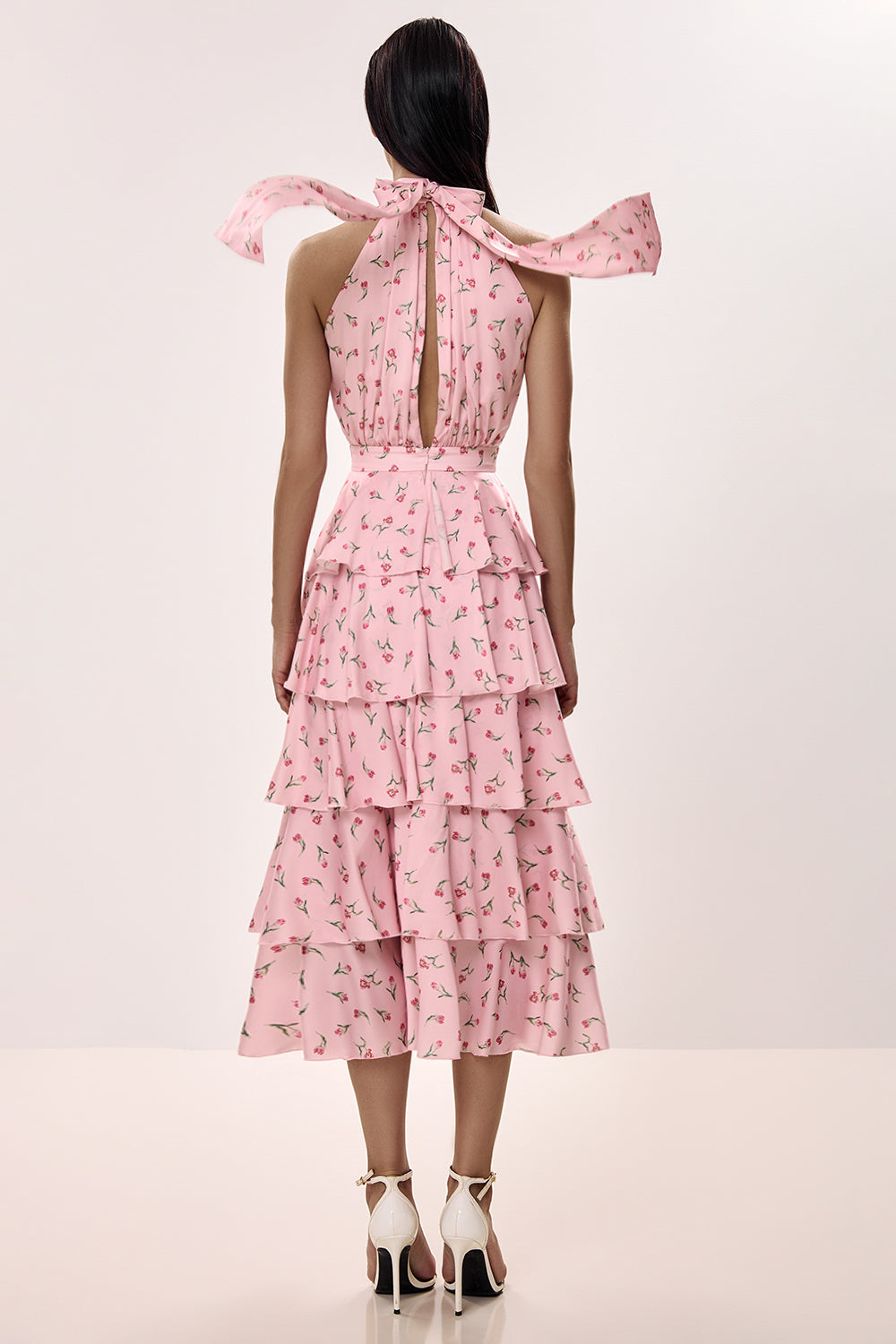 Tiered Halter Midi Dress