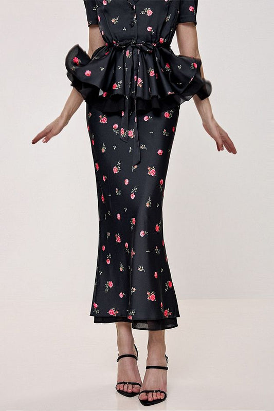 Floral Print Midi Skirt