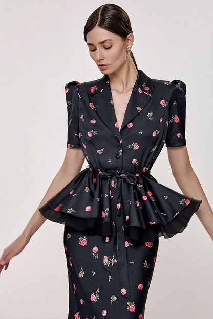 Peplum Blouse with Floral Print