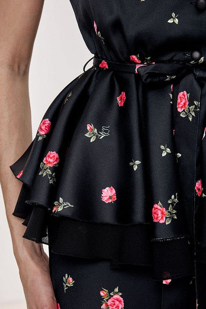 Peplum Blouse with Floral Print