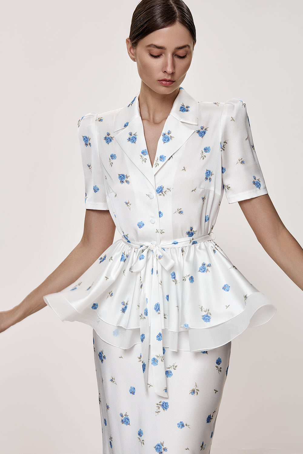 Peplum Blouse with Floral Print
