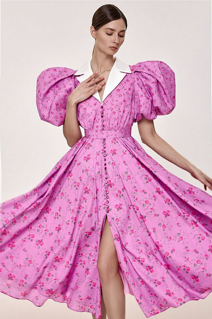 Midi Dress with a Satin Collar