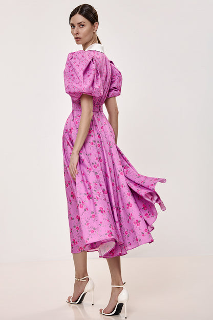 Midi Dress with a Satin Collar