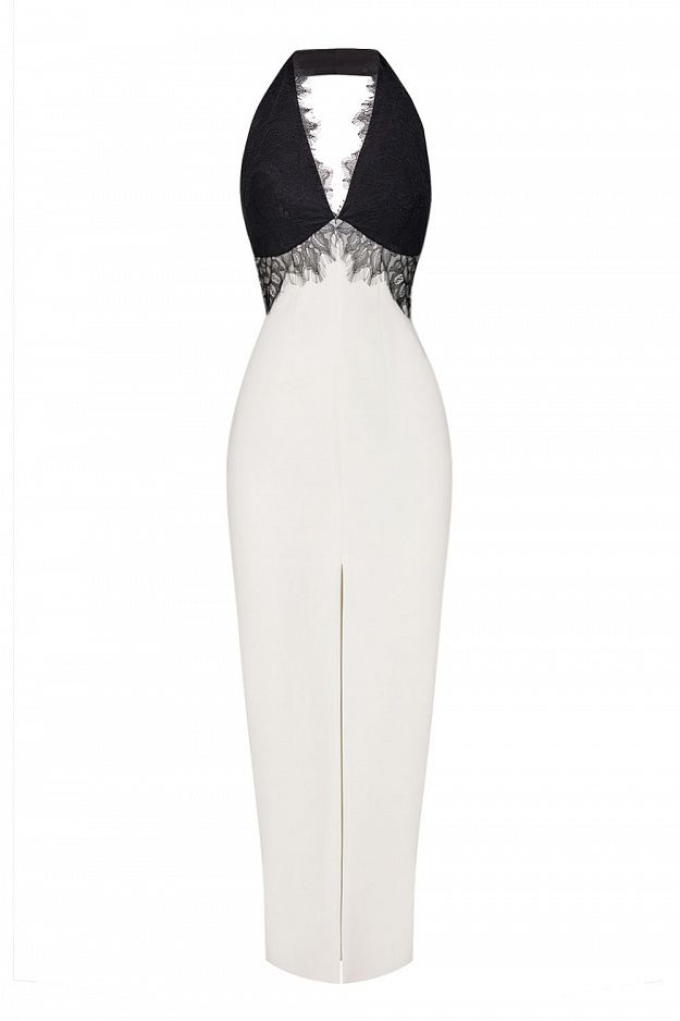 Midi dress with a lace bodice