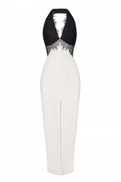 Midi dress with a lace bodice