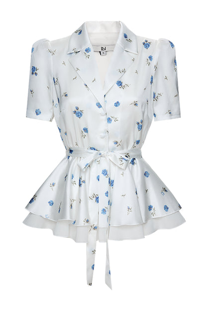 Peplum Blouse with Floral Print
