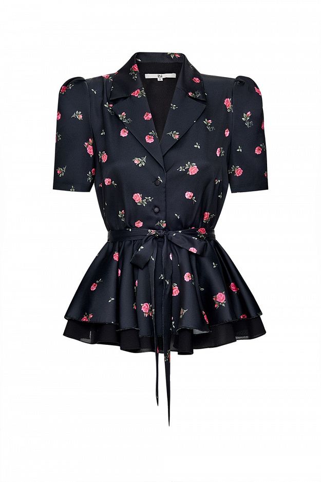 Peplum Blouse with Floral Print