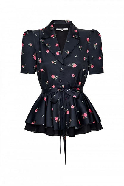 Peplum Blouse with Floral Print