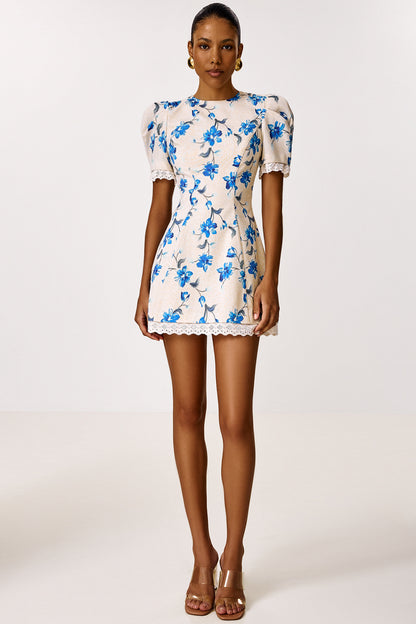 Linen Mini Dress with a Heart-shaped Neckline