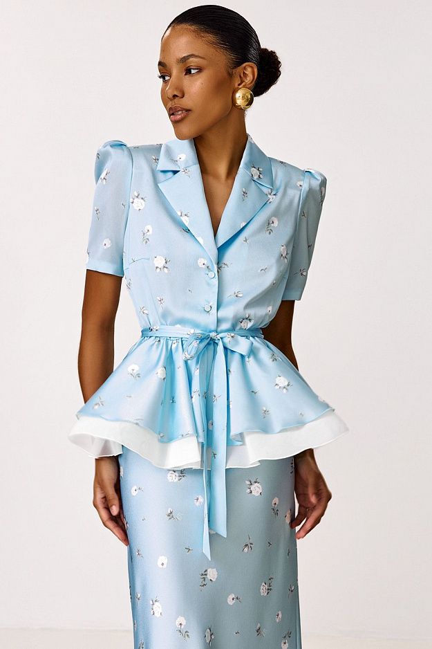 Peplum Blouse with Floral Print