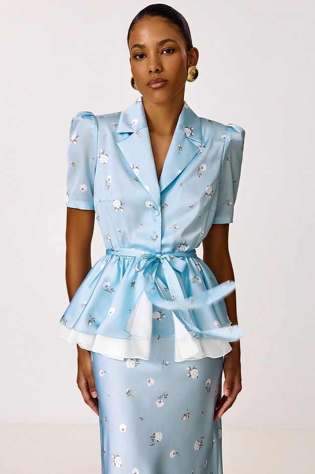 Peplum Blouse with Floral Print