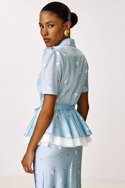 Peplum Blouse with Floral Print