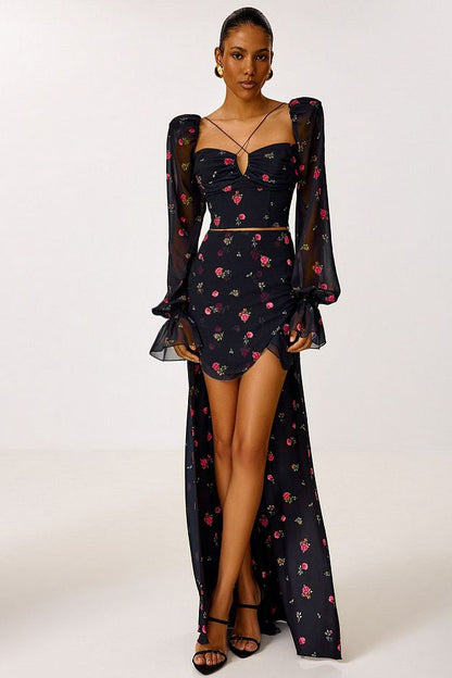 Mini Skirt with Flowing Train