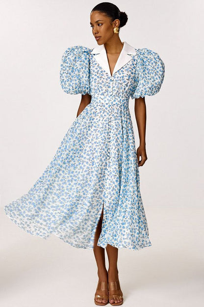 Midi Dress with a Satin Collar