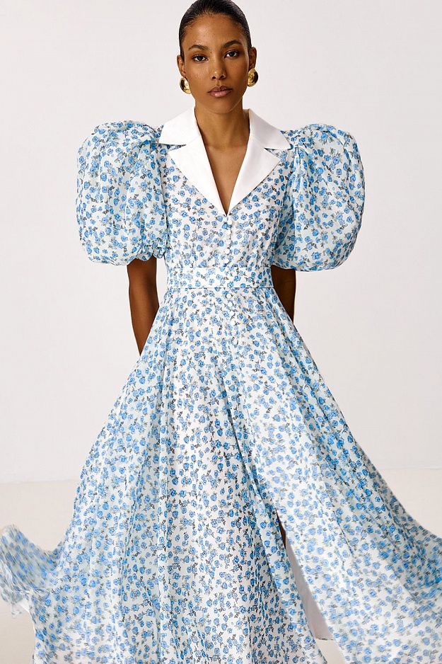 Midi Dress with a Satin Collar