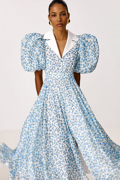 Midi Dress with a Satin Collar
