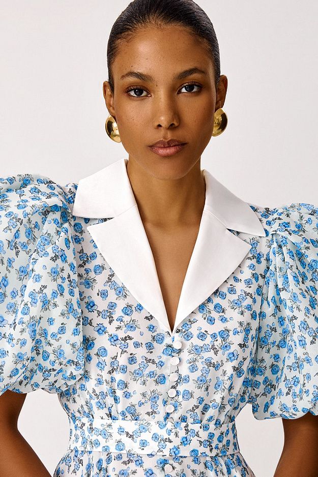 Midi Dress with a Satin Collar