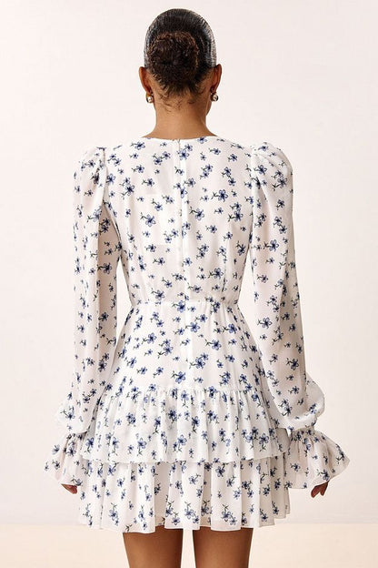 Floral Print Dress with Detachable Train