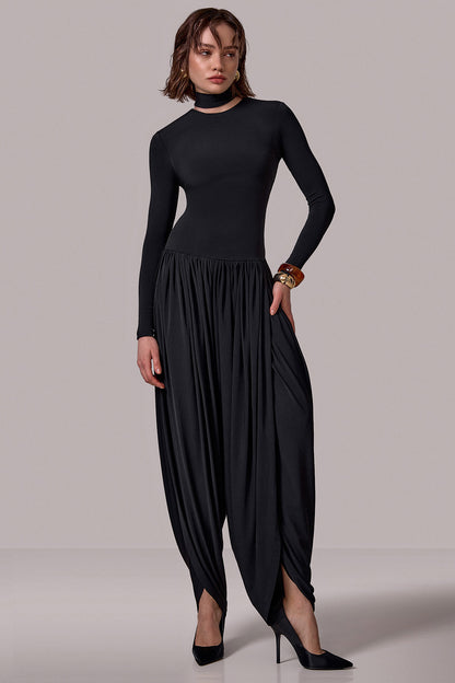 Draped High-Neck Jumpsuit