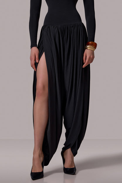 Draped High-Neck Jumpsuit