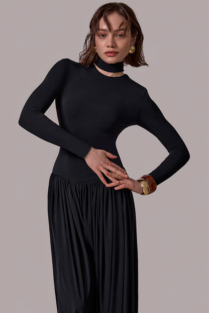 Draped High-Neck Jumpsuit