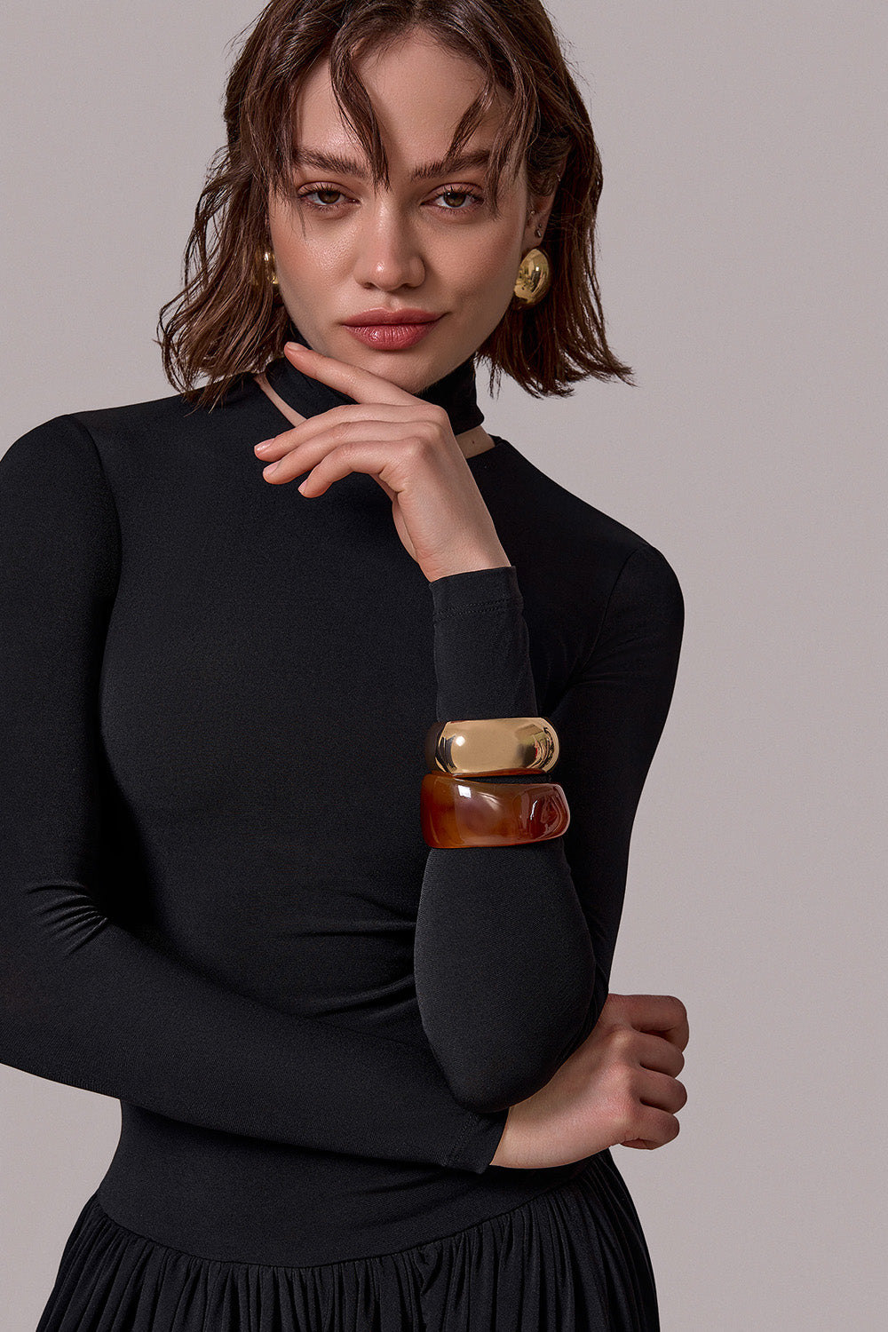 Draped High-Neck Jumpsuit
