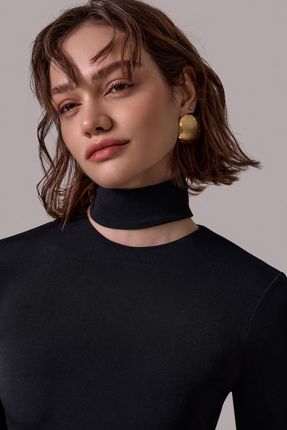 Draped High-Neck Jumpsuit