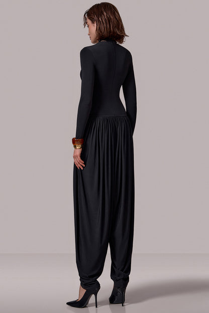 Draped High-Neck Jumpsuit